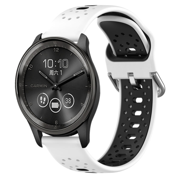 For GarminMove Trend 20mm Breathable Two-Color Silicone Watch Band(White+Black)