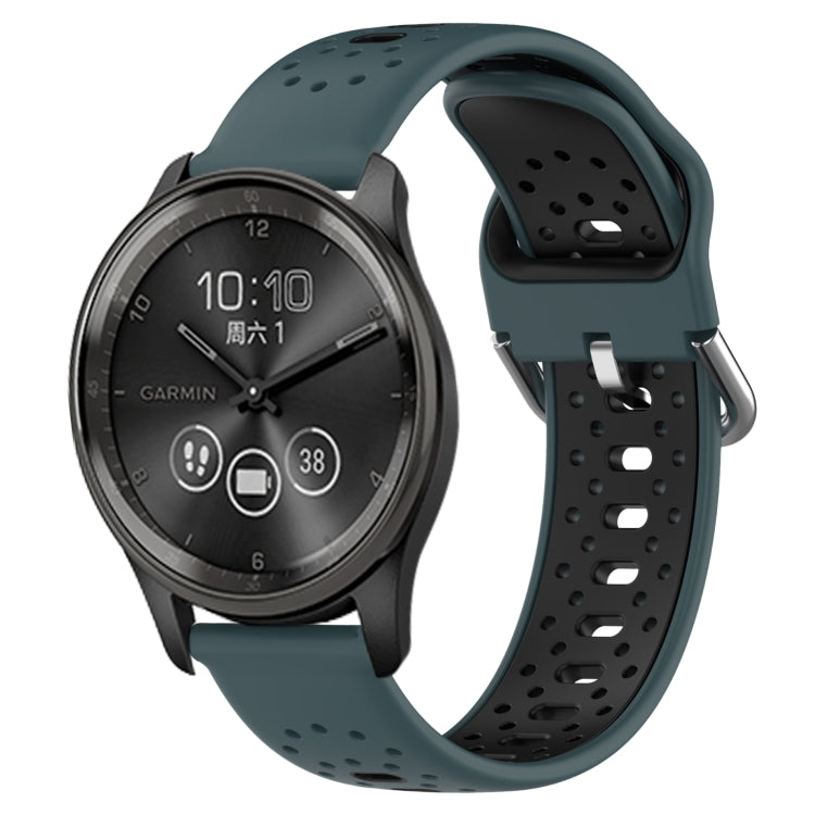 For GarminMove Trend 20mm Breathable Two-Color Silicone Watch Band(Olive Green+Black)