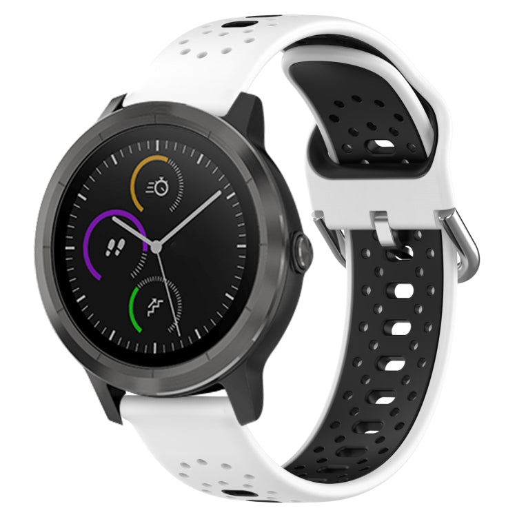 For Garmin Vivoactive3 20mm Breathable Two-Color Silicone Watch Band(White+Black)