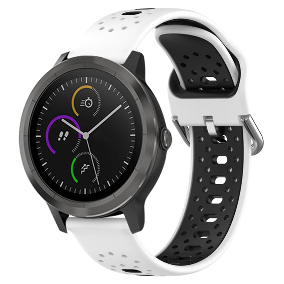 For Garmin Vivoactive3 20mm Breathable Two-Color Silicone Watch Band(White+Black)