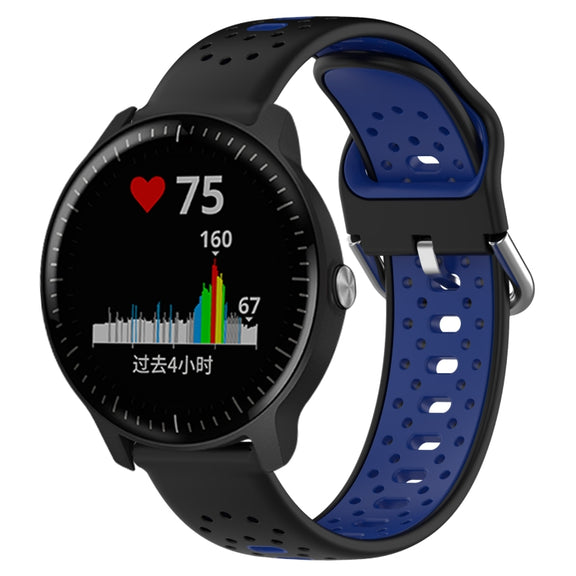 For Garmin Vivoactive3 Music 20mm Breathable Two-Color Silicone Watch Band(Black+Blue)