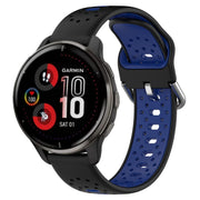 For Garmin Venu 2 Plus 20mm Breathable Two-Color Silicone Watch Band(Black+Blue)