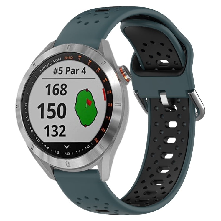 For Garmin Approach S40 20mm Breathable Two-Color Silicone Watch Band(Olive Green+Black)