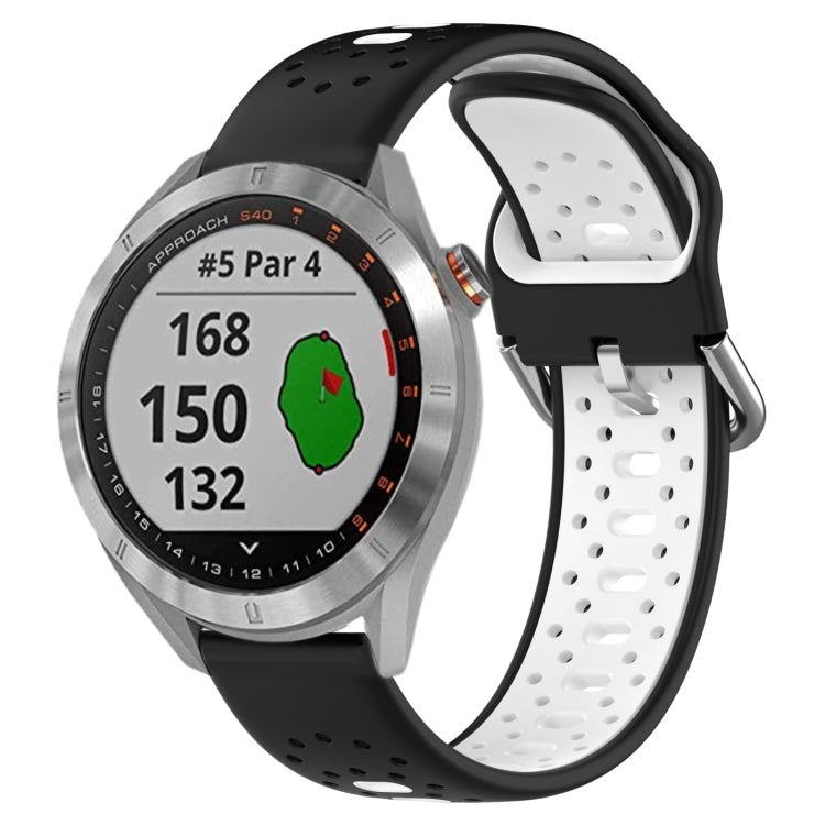 For Garmin Approach S40 20mm Breathable Two-Color Silicone Watch Band(Black+White)
