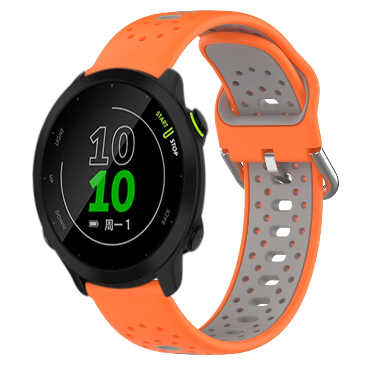 For Garmin Forerunner 158 20mm Breathable Two-Color Silicone Watch Band(Orange+Grey)