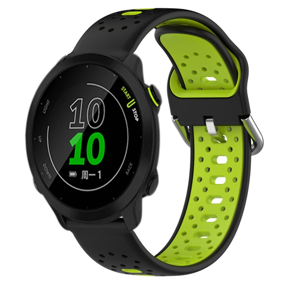 For Garmin Forerunner 158 20mm Breathable Two-Color Silicone Watch Band(Black+Lime Green)