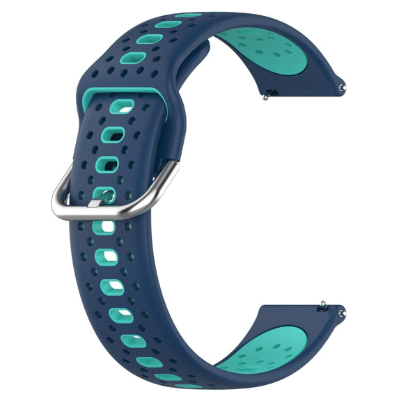 For Garmin Forerunner 55 20mm Breathable Two-Color Silicone Watch Band(Blue+Teal)