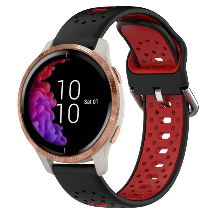 For Garmin Venu 20mm Breathable Two-Color Silicone Watch Band(Black+Red)