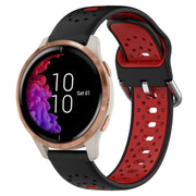 For Garmin Venu 20mm Breathable Two-Color Silicone Watch Band(Black+Red)