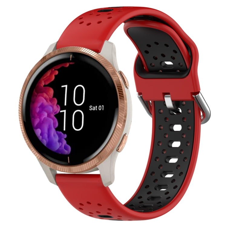 For Garmin Venu 20mm Breathable Two-Color Silicone Watch Band(Red+Black)