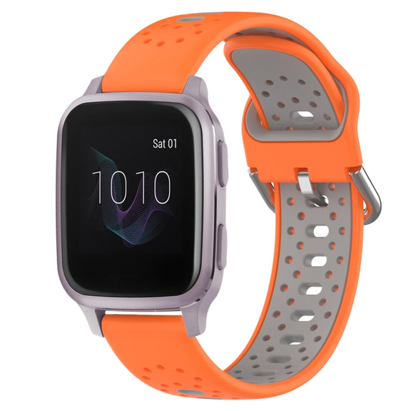 For Garmin Venu SQ 20mm Breathable Two-Color Silicone Watch Band(Orange+Grey)