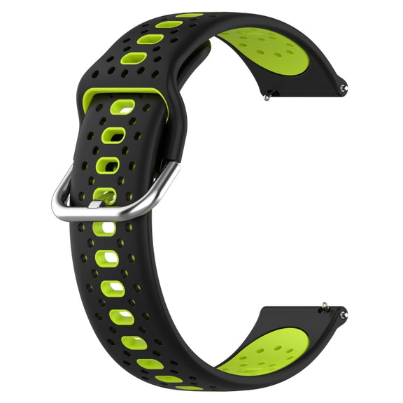For Garmin Venu SQ 20mm Breathable Two-Color Silicone Watch Band(Black+Lime Green)