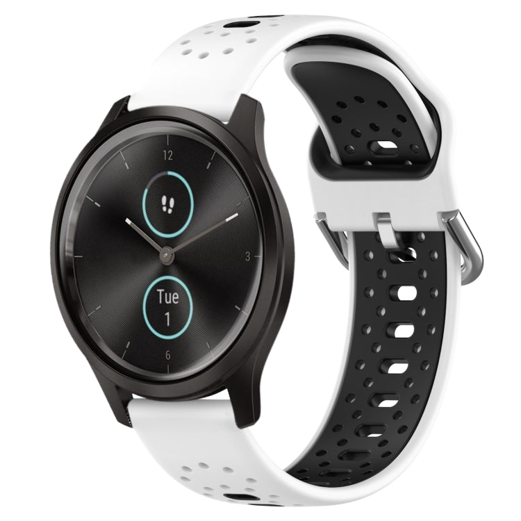 For Garmin VivoMove Style 20mm Breathable Two-Color Silicone Watch Band(White+Black)