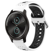 For Garmin VivoMove Style 20mm Breathable Two-Color Silicone Watch Band(White+Black)