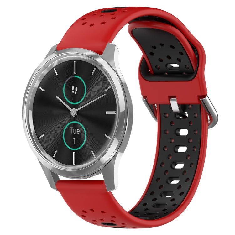 For Garmin VivoMove Luxe 20mm Breathable Two-Color Silicone Watch Band(Red+Black)