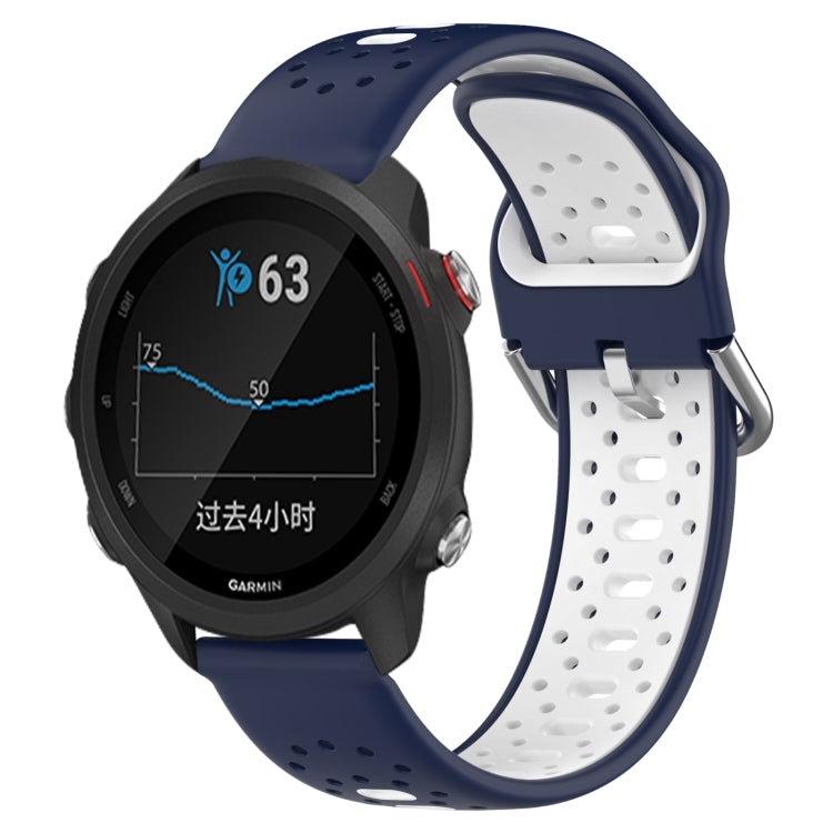 For Garmin Forerunner 245 Music 20mm Breathable Two-Color Silicone Watch Band(Midnight Blue+White)