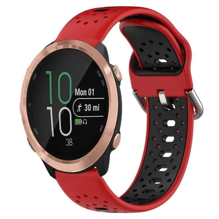 For Garmin Forerunner 645 20mm Breathable Two-Color Silicone Watch Band(Red+Black)
