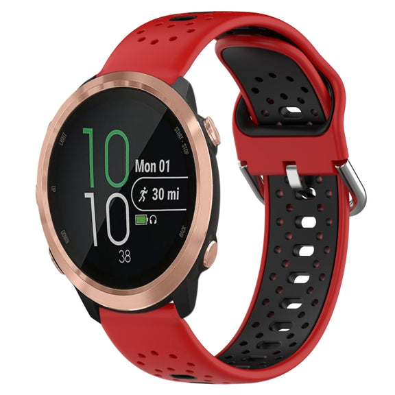For Garmin Forerunner 645 20mm Breathable Two-Color Silicone Watch Band(Red+Black)