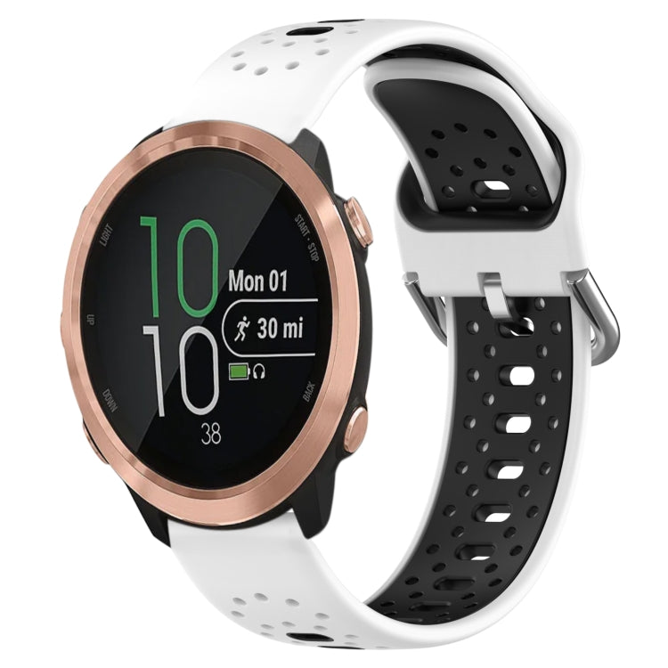 For Garmin Forerunner 645 Music 20mm Breathable Two-Color Silicone Watch Band(White+Black)