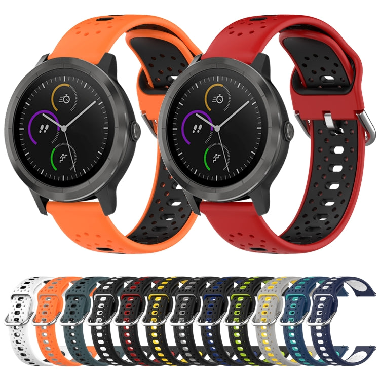 For Garmin Forerunner 158 20mm Breathable Two-Color Silicone Watch Band(Orange+Grey)