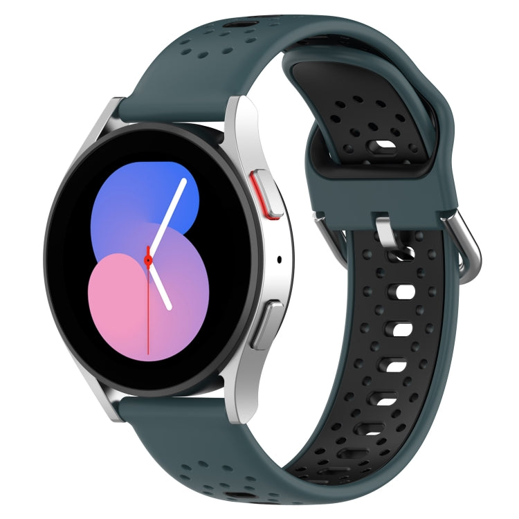 For Samsung  Galaxy Watch 4 Classic 46mm 20mm Breathable Two-Color Silicone Watch Band(Olive Green+Black)