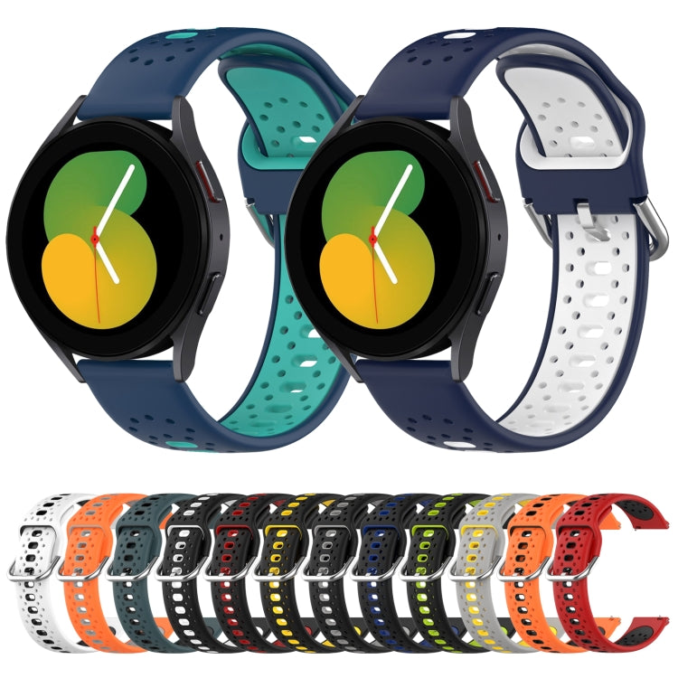 For Samsung Galaxy Watch Active 2 44mm 20mm Breathable Two-Color Silicone Watch Band(Orange+Black)