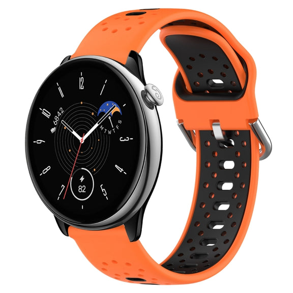 For Amazfit GTR Mini 20mm Breathable Two-Color Silicone Watch Band(Orange+Black)