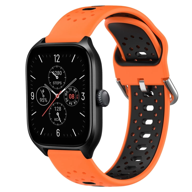For Amazfit GTS 4 20mm Breathable Two-Color Silicone Watch Band(Orange+Black)