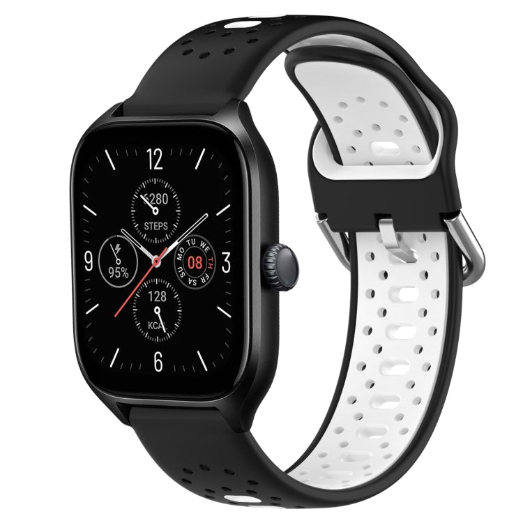 For Amazfit GTS 4 20mm Breathable Two-Color Silicone Watch Band(Black+White)