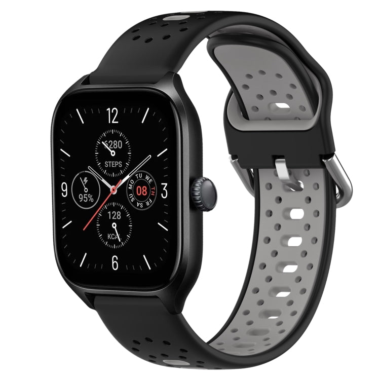 For Amazfit GTS 4 20mm Breathable Two-Color Silicone Watch Band(Black+Grey)