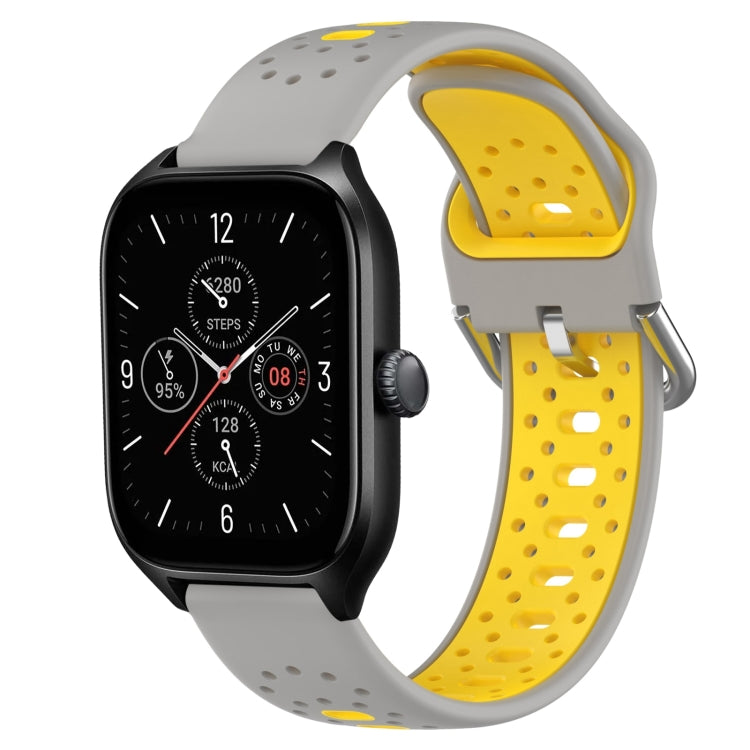 For Amazfit GTS 4 20mm Breathable Two-Color Silicone Watch Band(Grey+Yellow)