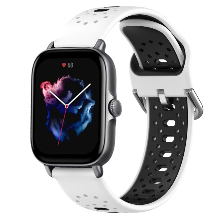 For Amazfit GTS 3 20mm Breathable Two-Color Silicone Watch Band(White+Black)