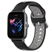 For Amazfit GTS 3 20mm Breathable Two-Color Silicone Watch Band(Black+Grey)