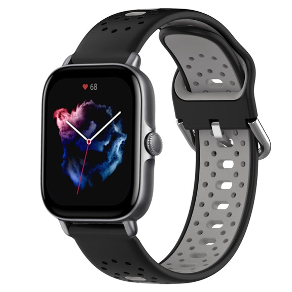 For Amazfit GTS 3 20mm Breathable Two-Color Silicone Watch Band(Black+Grey)