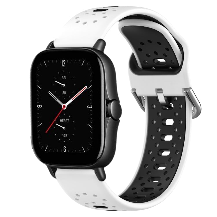 For Amazfit GTS 2E 20mm Breathable Two-Color Silicone Watch Band(White+Black)