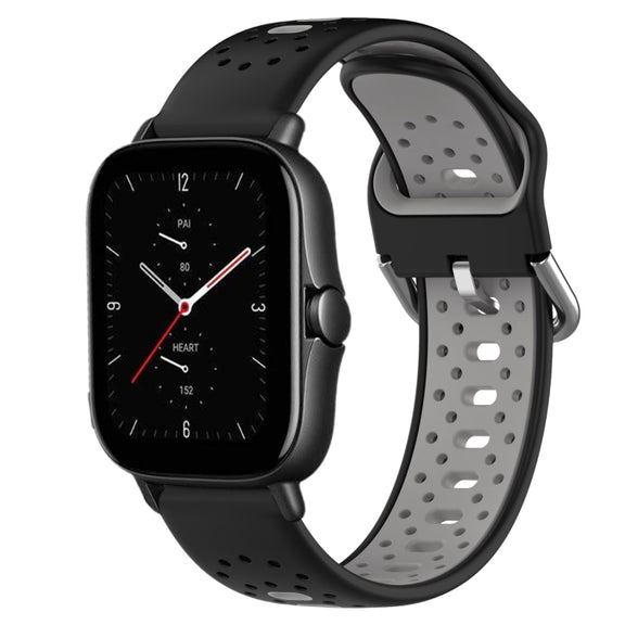 For Amazfit GTS 2E 20mm Breathable Two-Color Silicone Watch Band(Black+Grey)