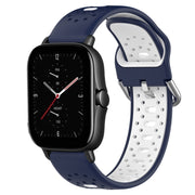For Amazfit GTS 2E 20mm Breathable Two-Color Silicone Watch Band(Midnight Blue+White)