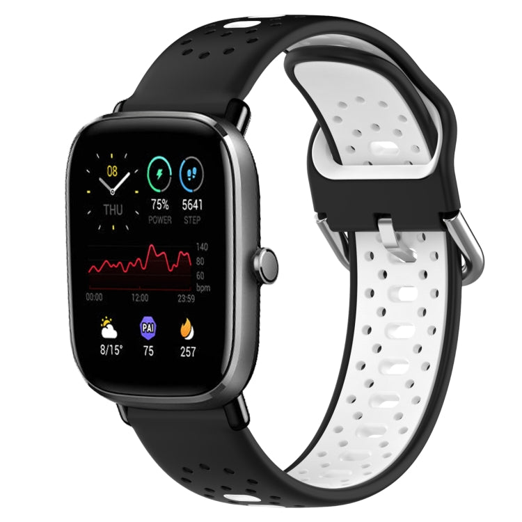 For Amazfit GTS 2 Mini 20mm Breathable Two-Color Silicone Watch Band(Black+White)