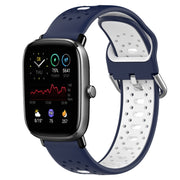 For Amazfit GTS 2 Mini 20mm Breathable Two-Color Silicone Watch Band(Midnight Blue+White)