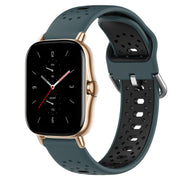 For Amazfit GTS 2 20mm Breathable Two-Color Silicone Watch Band(Olive Green+Black)