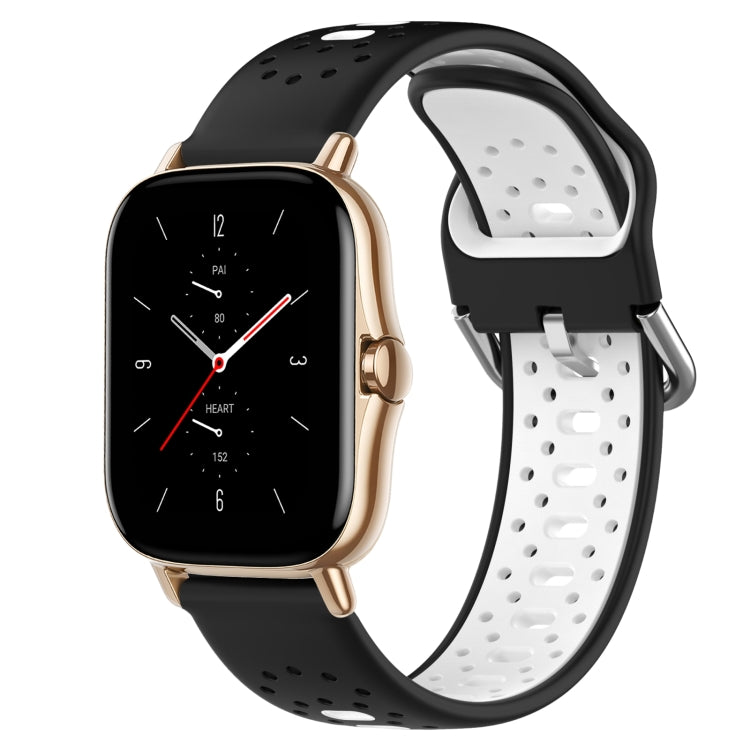 For Amazfit GTS 2 20mm Breathable Two-Color Silicone Watch Band(Black+White)