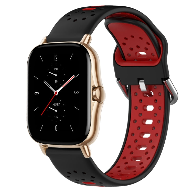 For Amazfit GTS 2 20mm Breathable Two-Color Silicone Watch Band(Black+Red)