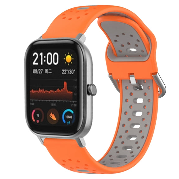 For Amazfit GTS 20mm Breathable Two-Color Silicone Watch Band(Orange+Grey)