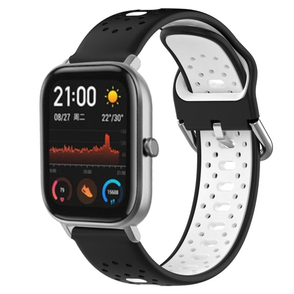 For Amazfit GTS 20mm Breathable Two-Color Silicone Watch Band(Black+White)