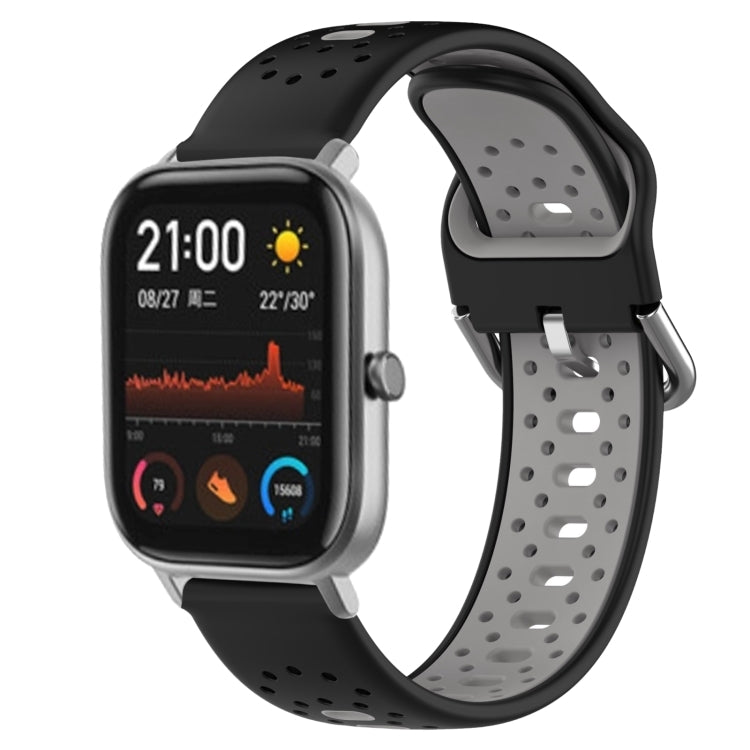 For Amazfit GTS 20mm Breathable Two-Color Silicone Watch Band(Black+Grey)