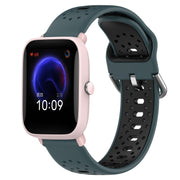 For Amazfit Pop Pro 20mm Breathable Two-Color Silicone Watch Band(Olive Green+Black)