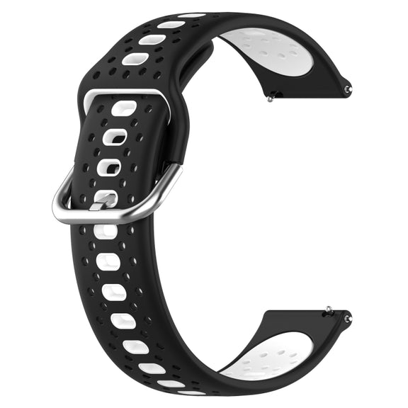 For Amazfit Pop 20mm Breathable Two-Color Silicone Watch Band(Black+White)