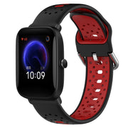 For Amazfit Pop 20mm Breathable Two-Color Silicone Watch Band(Black+Red)