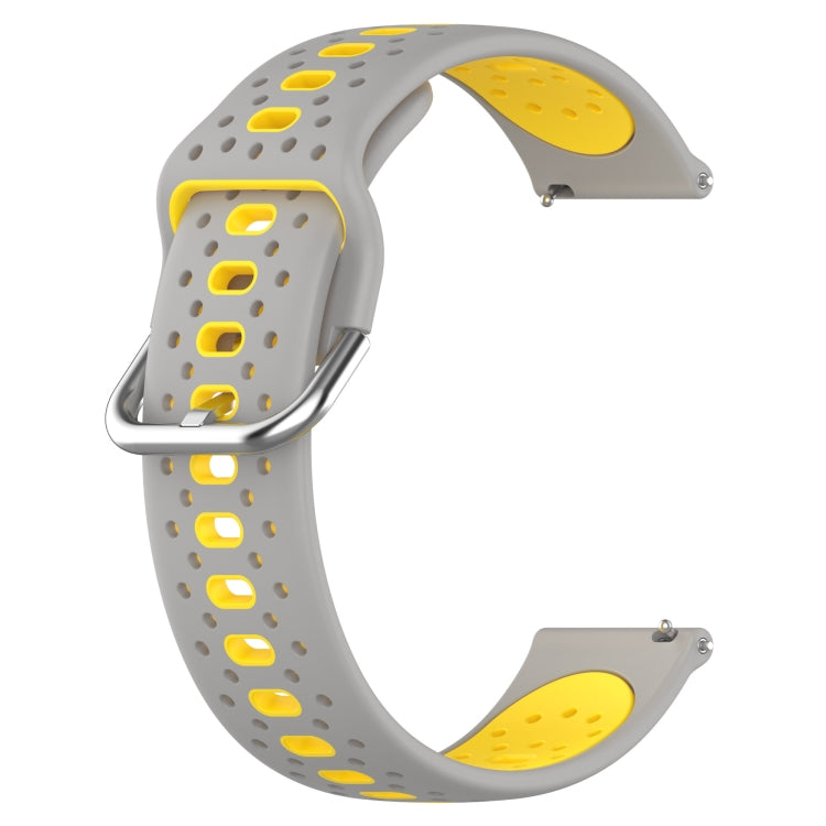 For Amazfit Pop 20mm Breathable Two-Color Silicone Watch Band(Grey+Yellow)