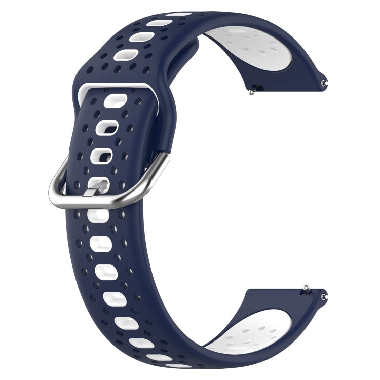 For Amazfit Pop 20mm Breathable Two-Color Silicone Watch Band(Midnight Blue+White)